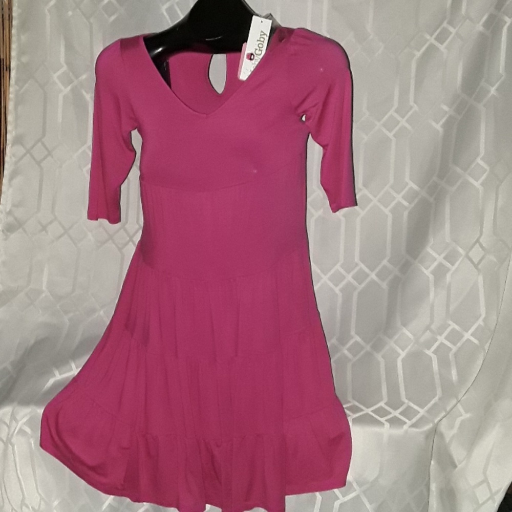 Moby Goby pink rayon dress girls size L or 14